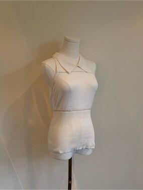 Timo Weiland Sleeveless Knit Polo Top in Cream